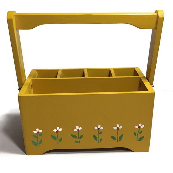 Vintage 80s Fl Yellow Desk Organizer Teleflora